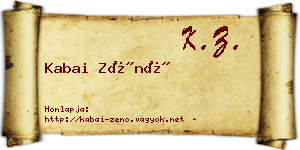 Kabai Zénó névjegykártya
